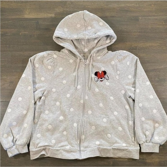 Disney Tops - Disney Parks Minnie Mouse zip up hoodie gray